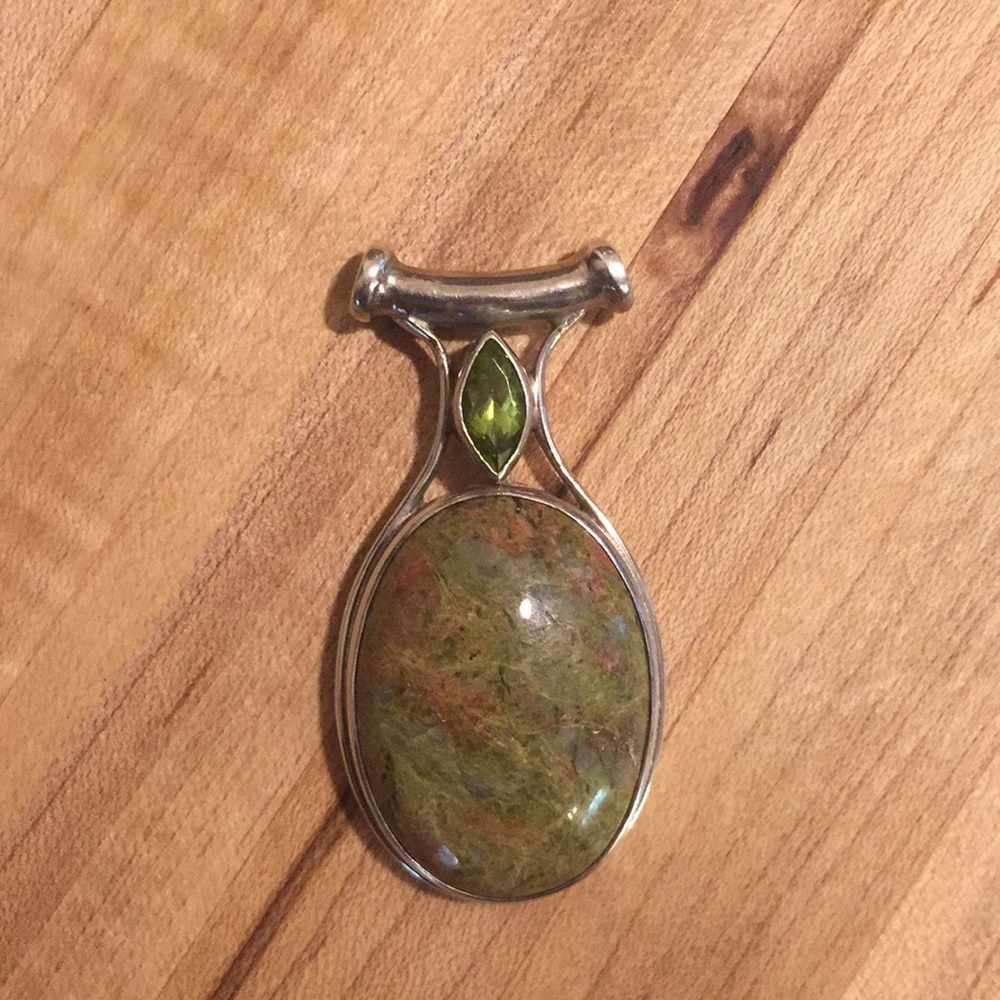 Stirling Silver Unakite Pendant